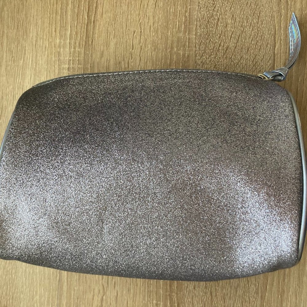 NWOT Silver Glitter Cosmetic Bag